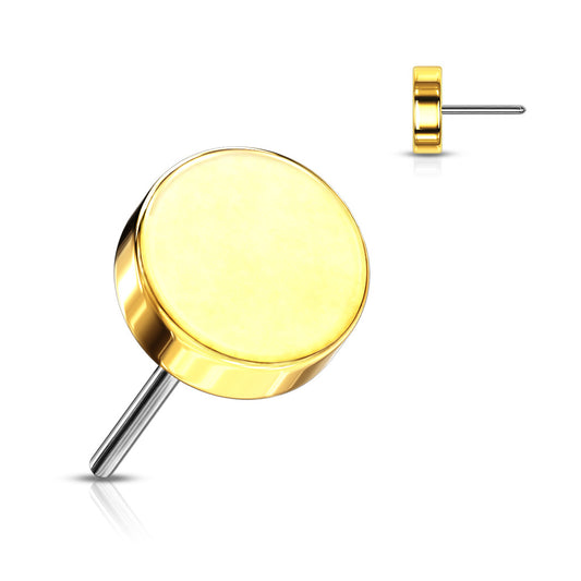 Gold round stud earrings.