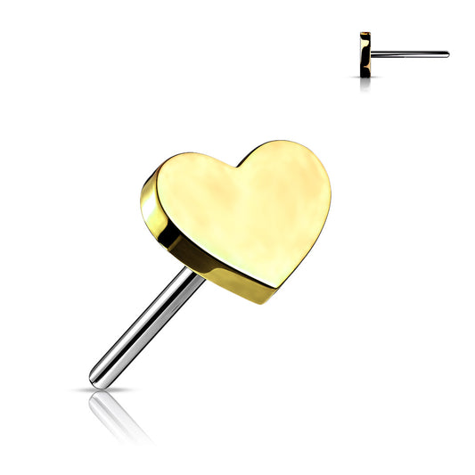 Gold heart-shaped stud earring