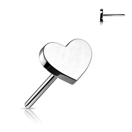 Heart-shaped silver stud earring 