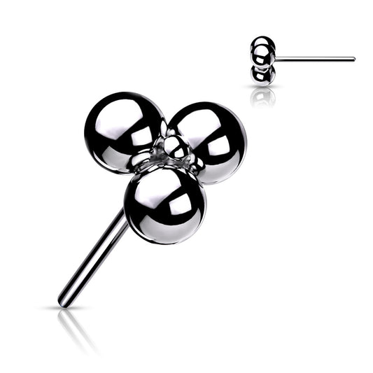 Silver three-ball stud earring