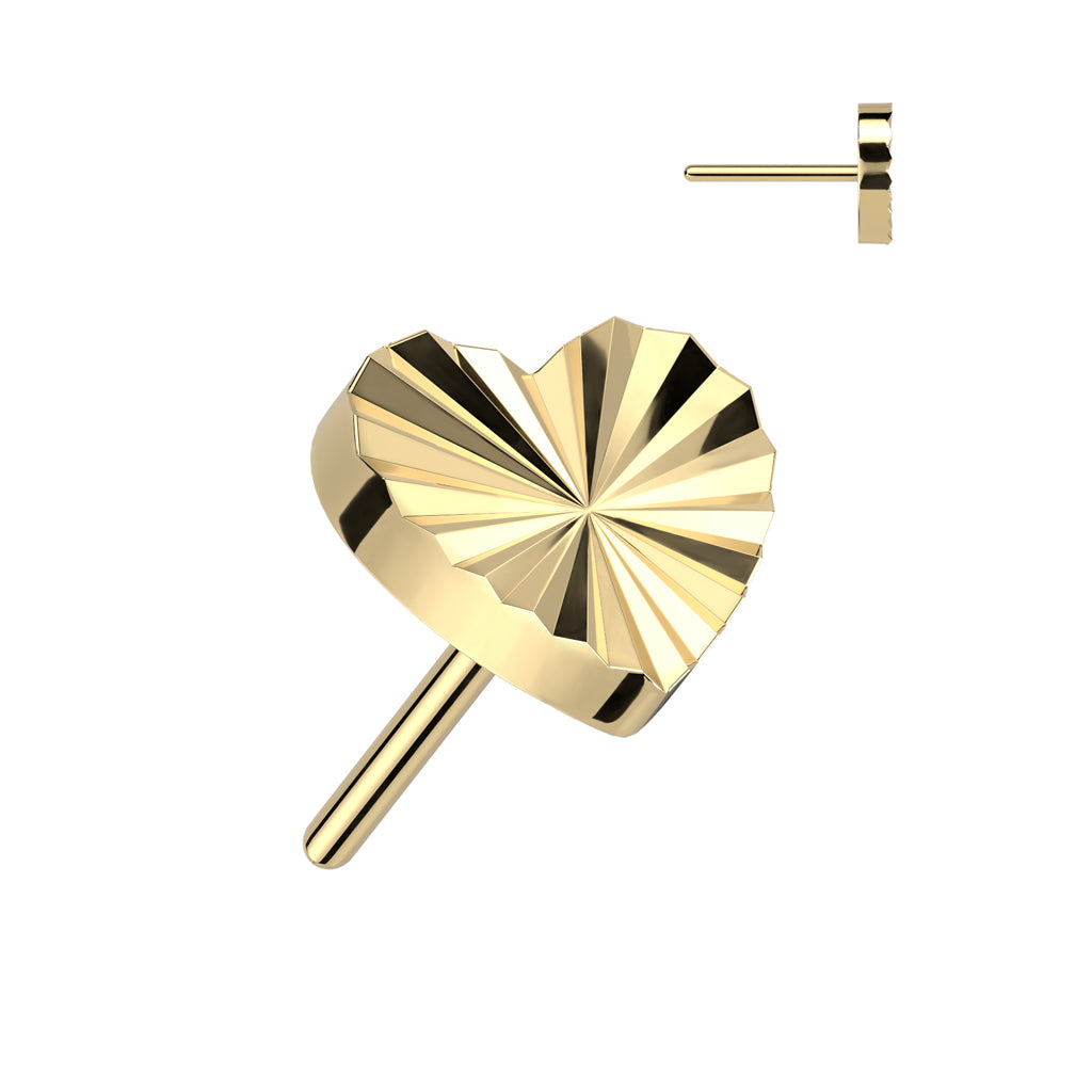 Gold heart-shaped textured earring 